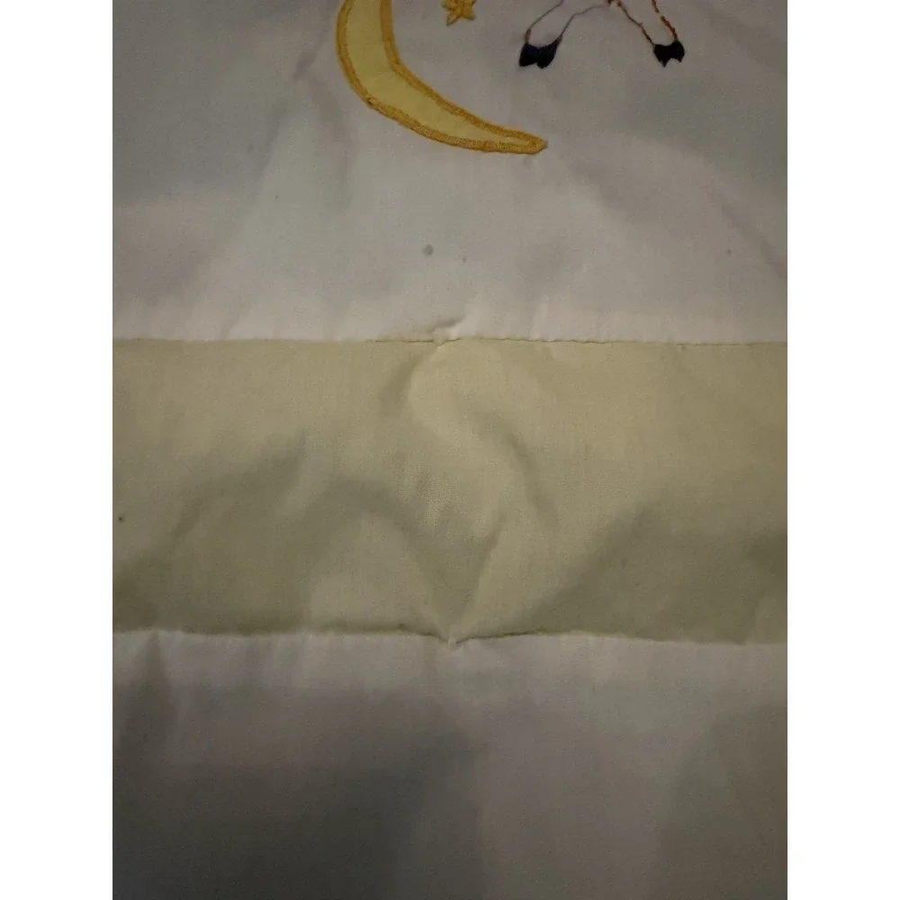 Vintage Handmade Baby Quilt Hand Embroidered Animals Yellow Nursery Crib BABY